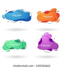 Liquid color abstract banner set. Geometric fluid gradient with diferent colors. Gradient element for flyer, logo, banner or social post. Trendy modern elements abstract background. Eps10.