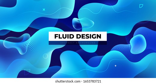 Liquid color background design. Blue Fluid gradient shapes composition. Futuristic design posters. Eps10 vector.