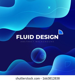 Flüssige Hintergrunddesigns. Die Zusammensetzung der blauen Farbverläufe. Futuristische Design-Plakate. EPS10 Vektorillustration.