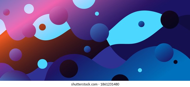 Diseño de fondo de color líquido. Elementos azules con gradiente de fluido. Composición dinámica de formas. Vector Eps10