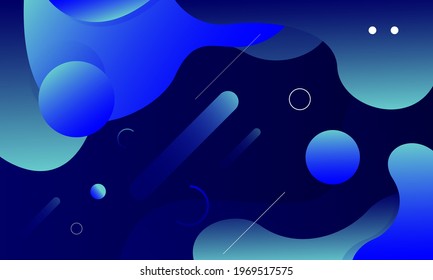 Liquid color background design. Blue elements with fluid gradient. Dynamic shapes composition. Eps10 vector