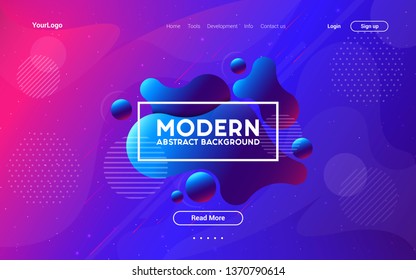 Liquid color background design. Fluid gradient shapes composition. Futuristic design concept, can be used as landing page template. Vector illustration