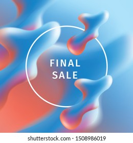 Liquid color background design. Fluid gradient shapes composition. Gradient abstract banners with flowing liquid shapes. Eps10 vector. 3D  dynamical colored forms. Red and blue background. Sale, offer