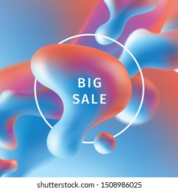 Liquid color background design. Fluid gradient shapes composition. Gradient abstract banners with flowing liquid shapes. Eps10 vector. 3D  dynamical colored forms. Red and blue background. Sale, offer