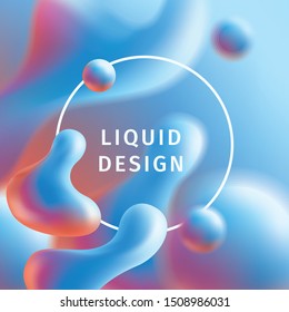 Liquid color background design. Fluid gradient shapes composition. Gradient abstract banners with flowing liquid shapes. Eps10 vector. 3D  dynamical colored forms. Red and blue background. Gift card.