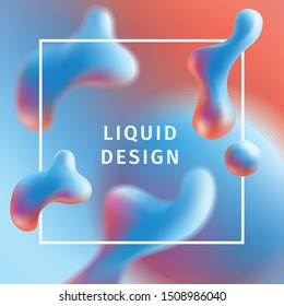 Liquid color background design. Fluid gradient shapes composition. Gradient abstract banners with flowing liquid shapes. Eps10 vector. 3D  dynamical colored forms. Red and blue background. Gift card.