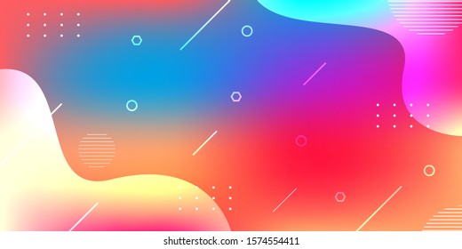 Liquid color background design. Fluid gradient shapes composition. Futuristic design posters. Holographic colorful background design. Cool background design with geometric shape.