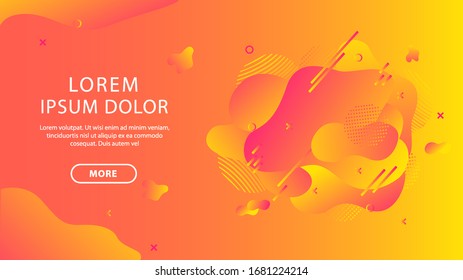 Liquid color background design. Fluid gradient shapes composition. Futuristic design posters banners or presentation. Vector illustration tellow and orange colors