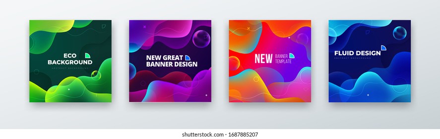 Liquid Color Background Design. Fluid Gradient Abstract Shapes Composition. Futuristic Design Background for Social Banner and Poster. Eps10 vector