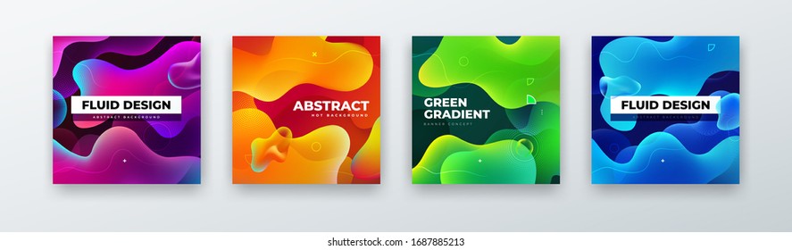 Liquid Color Background Design. Fluid Gradient Abstract Shapes Composition. Futuristic Design Background for Social Banner and Poster. Eps10 vector