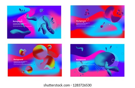 Liquid color background design with geometric Fluid gradient shapes composition vector