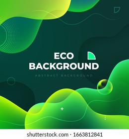 Liquid color background design. Green Eco Fluid gradient shapes composition. Futuristic design posters. Eps10 vector.