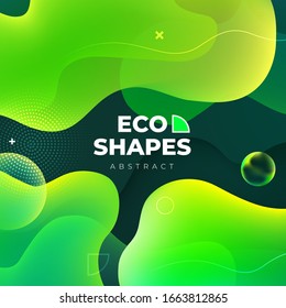 Liquid color background design. Green Eco Fluid gradient shapes composition. Futuristic design posters. Eps10 vector.