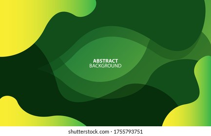 Diseño de fondo de color líquido. Elementos verdes con gradiente de fluido. Composición dinámica de formas. Ilustración del vector