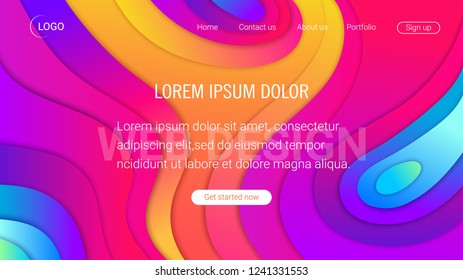 Liquid color background design. Landing page template. Header for website. High detailed isometric vector illustration. eps10