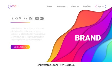 Liquid color background design. Landing page template. Header for website. High detailed isometric vector illustration. eps10