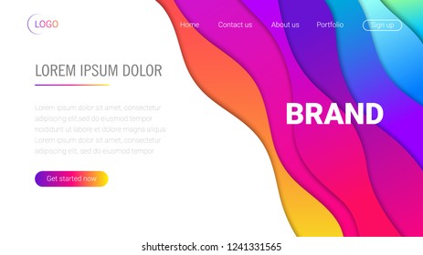 Liquid color background design. Landing page template. Header for website. High detailed isometric vector illustration. eps10