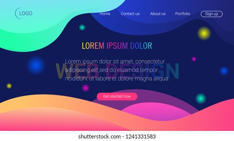 Liquid color background design. Landing page template. Header for website. High detailed isometric vector illustration. eps10