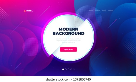 Liquid color background design for Landing page site. Fluid gradient circle shape composition. Futuristic design posters. Eps10 vector.