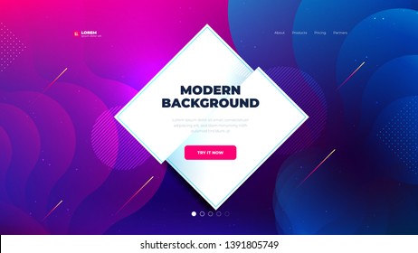 Liquid color background design for Landing page site. Fluid gradient diamond shapes composition. Futuristic design posters. Eps10 vector.