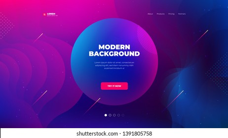 Liquid color background design for Landing page site. Fluid gradient shapes composition. Futuristic design posters. Eps10 vector.