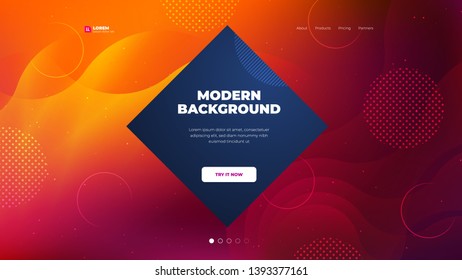 Liquid color background design for Landing page site. Fluid gradient with dark diamond shapes composition. Futuristic design posters. Eps10 vector.