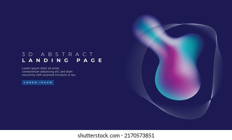 Liquid color background design. Modern gradient blue fluid landing page. Gradient shapes composition. Futuristic design banner