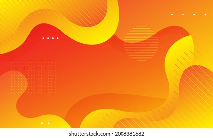 Liquid color background design. Orange elements with fluid gradient. Dynamic shapes composition. Vector illustration
