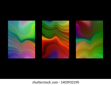 Liquid color background design. Original Presentation templates. Creative flyer and leaflet, presenting, banner, brochure covers. Trendy futuristic design, set colorful card isolated or black