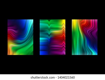 Liquid color background design. Original Presentation templates. Set Creative flyer and leaflet, presenting, banner, brochure covers. Trendy futuristic design, set colorful card isolated or black