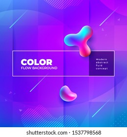 Liquid color background design with square cells. Fluid gradient shapes composition. Purple Futuristic design posters. Eps10 vector.