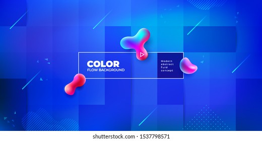 Liquid color background design with square cells. Fluid gradient shapes composition. Blue Futuristic design posters. Eps10 vector.