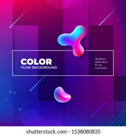 Liquid color background design with square cells. Fluid gradient shapes composition. Purple Futuristic design posters. Eps10 vector background.