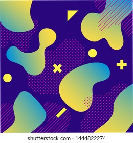Liquid color background design with trendy shapes composition. Futuristic design background for banner poster frame