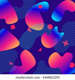 Liquid color background design with trendy shapes composition. Futuristic design background for banner poster frame