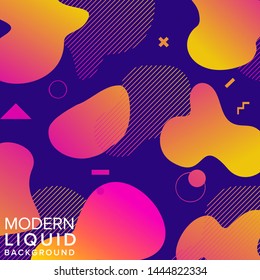Liquid color background design with trendy shapes composition. Futuristic design background for banner poster frame