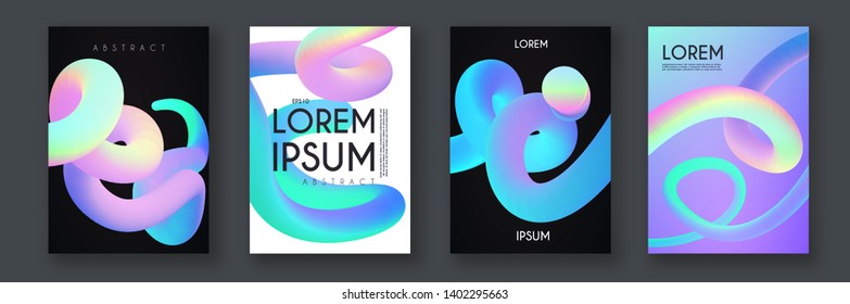 Liquid Color Collection. Fluid Gradient Design Template Set. Motion Space.