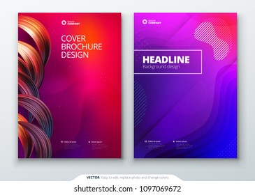 Liquid color cover set. Fluid shapes composition. Brochure design. Corporate business template for brochure, report, catalog, magazine, book, booklet. Futuristic design posters. Eps10 vector.