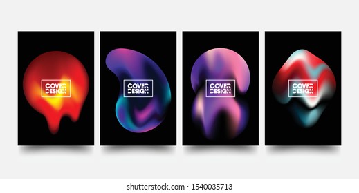 Liquid Color Covers Set. Fluid Shapes Composition. Colorful Abstract Liquid And Fluid Poster And Cover Design.