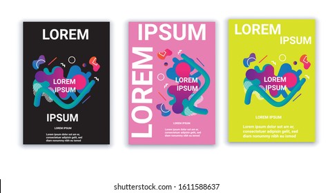 Liquid color covers set. Fluid shapes composition. Futuristic design posters. Eps10 vector.
