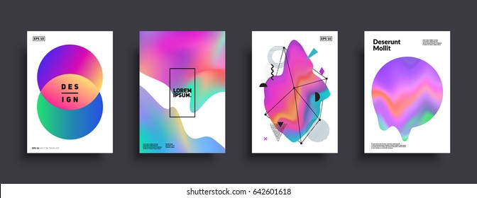 Liquid color covers set. Fluid shapes composition. Futuristic design posters. Eps10 vector.