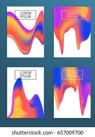 Liquid color covers set. Fluid shapes composition. Retro style futuristic design poster.
