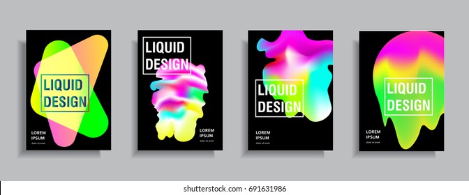 Liquid color covers set. Fluid shapes composition. Futuristic design posters. Eps10 vector.