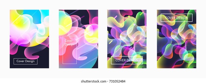 Liquid color covers set. Fluid shapes composition. Futuristic design posters. Eps10 vector.