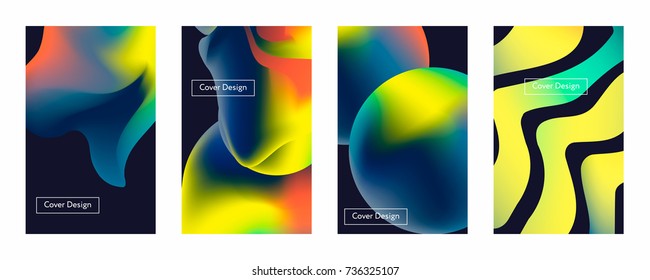 Liquid color covers set. Fluid shapes composition. Futuristic design posters. Eps10 vector.