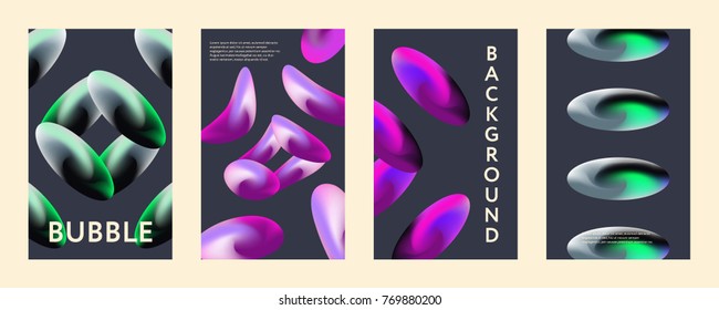 Liquid color covers set. Fluid shapes composition. Futuristic design posters. Eps10 vector.