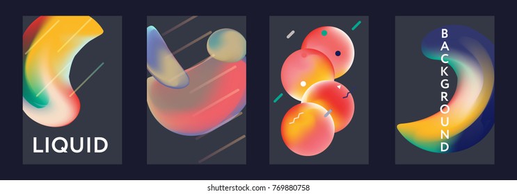 Liquid color covers set. Fluid shapes composition. Futuristic design posters. Eps10 vector.