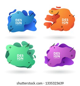 Liquid color geometric shape. Set of fluid gradient. Trendy element for banner, card, logo, etc. Abstract background.