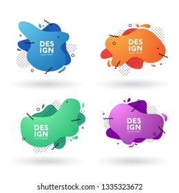 Liquid color geometric shape. Set of fluid gradient. Trendy element for banner, card, logo, etc. Abstract background.