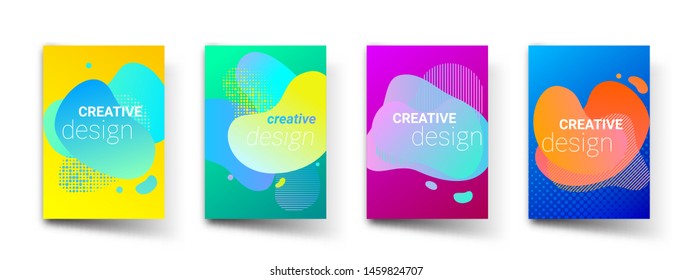 Liquid color gradient pattern background, creative art graphic design. Vector modern geometric fluid shapes texture backgrounds for cover templates